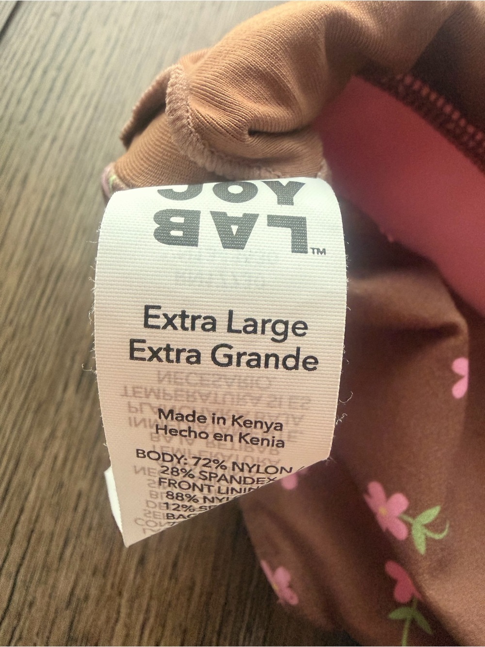 JoyLab Brown Floral Sports Bra with Pink Band - Picture 6 of 6